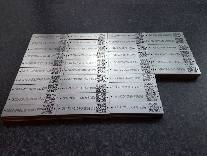 Durable stainless steel and acrylic identification tags for asset management and equipment labeling